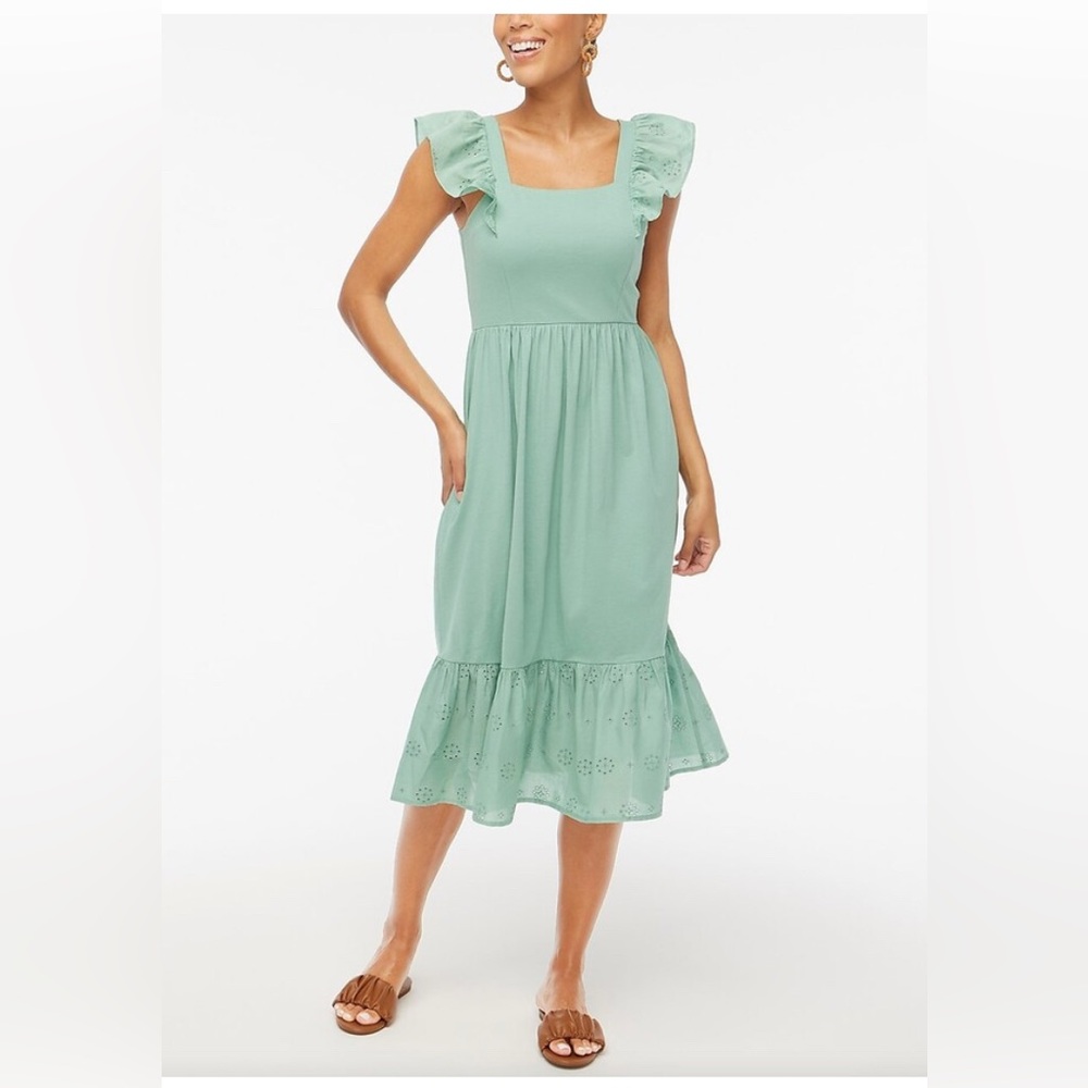 J Crew Eyelet Knit Cotton Midi  Dress Size Large
